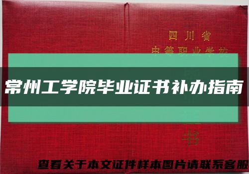 常州工学院毕业证书补办指南缩略图