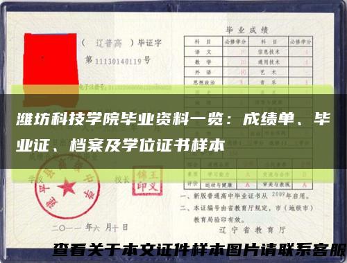 潍坊科技学院毕业资料一览：成绩单、毕业证、档案及学位证书样本缩略图