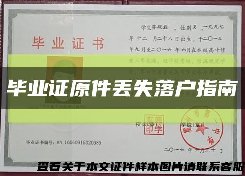 毕业证原件丢失落户指南缩略图