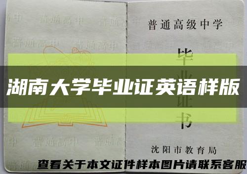 湖南大学毕业证英语样版缩略图