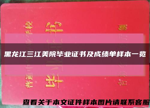 黑龙江三江美院毕业证书及成绩单样本一览缩略图