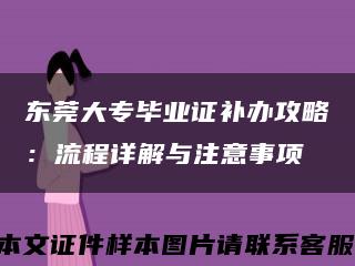 东莞大专毕业证补办攻略：流程详解与注意事项缩略图