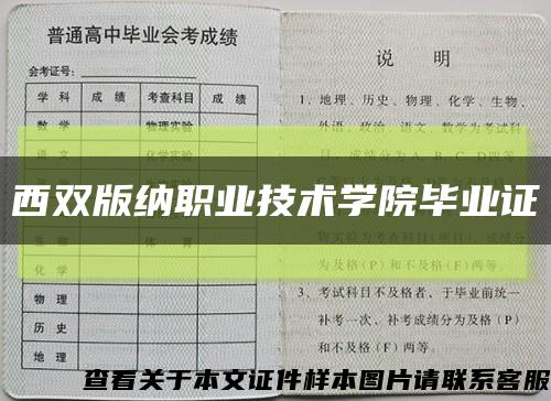 西双版纳职业技术学院毕业证缩略图