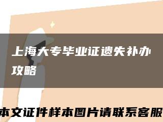 上海大专毕业证遗失补办攻略缩略图