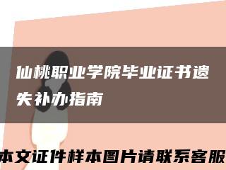 仙桃职业学院毕业证书遗失补办指南缩略图