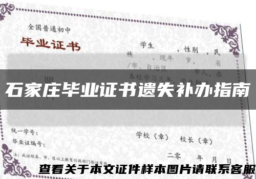 石家庄毕业证书遗失补办指南缩略图