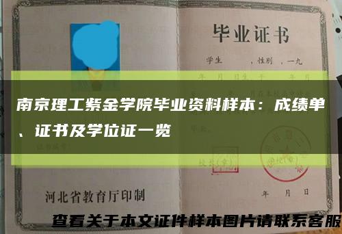 南京理工紫金学院毕业资料样本：成绩单、证书及学位证一览缩略图