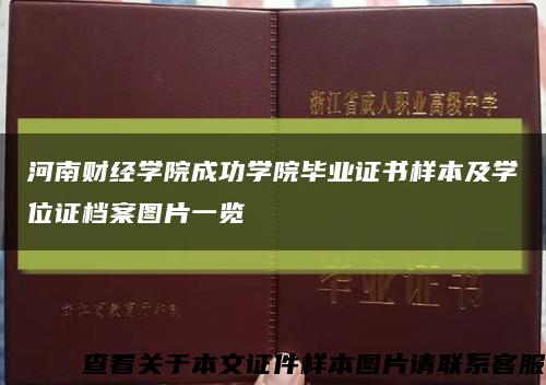 河南财经学院成功学院毕业证书样本及学位证档案图片一览缩略图