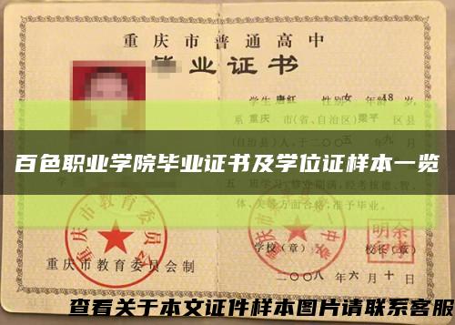 百色职业学院毕业证书及学位证样本一览缩略图