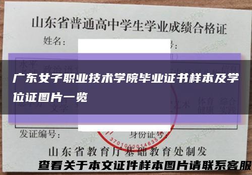 广东女子职业技术学院毕业证书样本及学位证图片一览缩略图