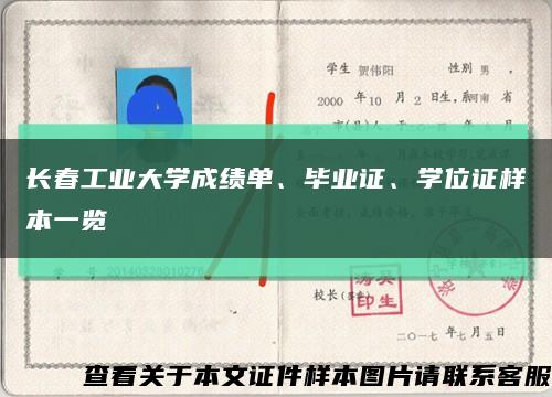 长春工业大学成绩单、毕业证、学位证样本一览缩略图