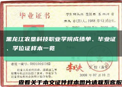 黑龙江农垦科技职业学院成绩单、毕业证、学位证样本一览缩略图