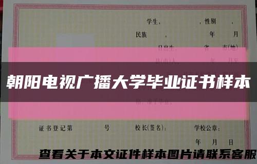 朝阳电视广播大学毕业证书样本缩略图