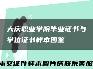 大庆职业学院毕业证书与学位证书样本图鉴缩略图