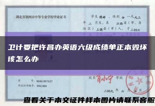 卫计委把许昌办英语六级成绩单正本毁坏该怎么办缩略图