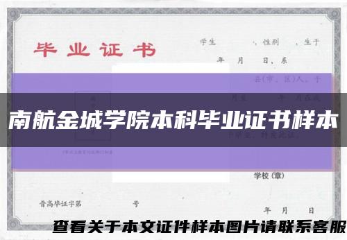 南航金城学院本科毕业证书样本缩略图