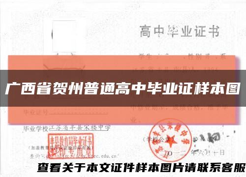 广西省贺州普通高中毕业证样本图缩略图