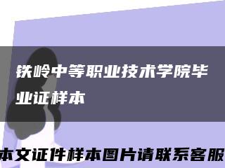 铁岭中等职业技术学院毕业证样本缩略图