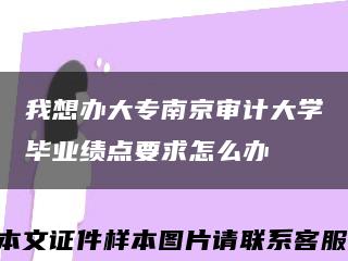 我想办大专南京审计大学毕业绩点要求怎么办缩略图