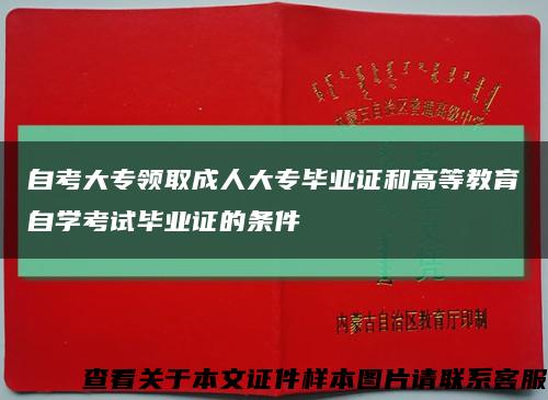 自考大专领取成人大专毕业证和高等教育自学考试毕业证的条件缩略图