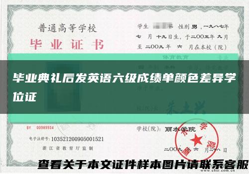 毕业典礼后发英语六级成绩单颜色差异学位证缩略图