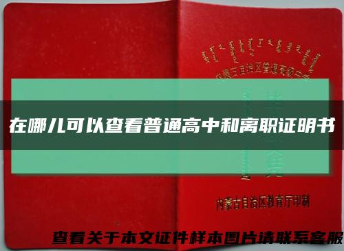 在哪儿可以查看普通高中和离职证明书缩略图