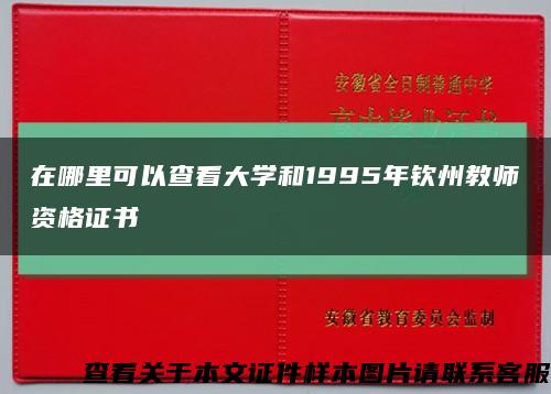 在哪里可以查看大学和1995年钦州教师资格证书缩略图