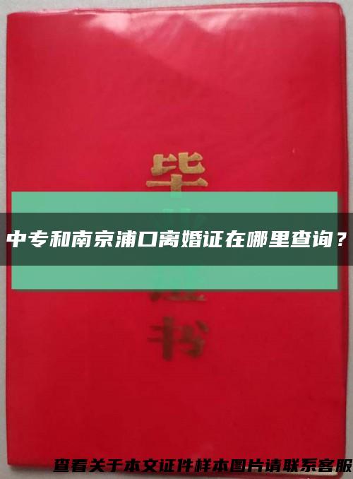 中专和南京浦口离婚证在哪里查询？缩略图