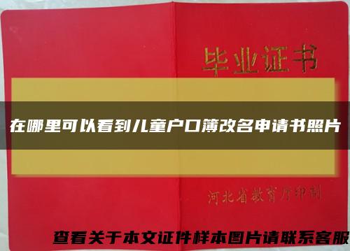 在哪里可以看到儿童户口簿改名申请书照片缩略图