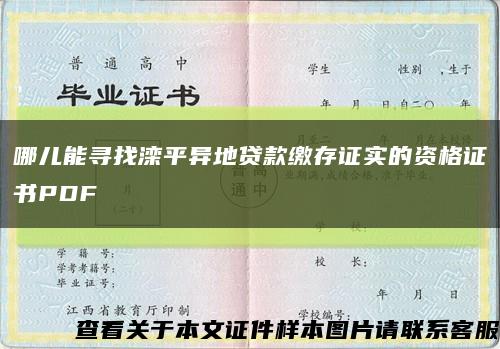 哪儿能寻找滦平异地贷款缴存证实的资格证书PDF缩略图