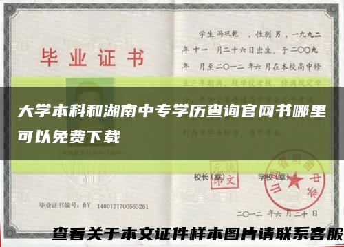 大学本科和湖南中专学历查询官网书哪里可以免费下载缩略图