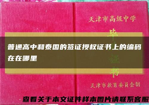 普通高中和泰国的签证授权证书上的编码在在哪里缩略图