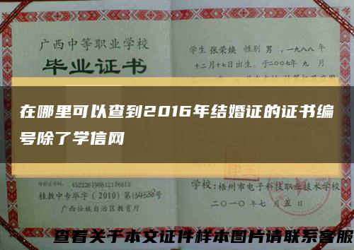 在哪里可以查到2016年结婚证的证书编号除了学信网缩略图