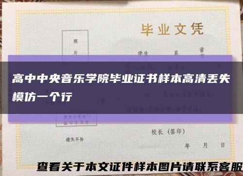 高中中央音乐学院毕业证书样本高清丢失模仿一个行缩略图