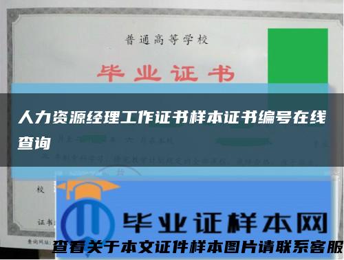 人力资源经理工作证书样本证书编号在线查询缩略图