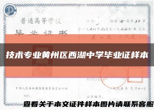 技术专业黄州区西湖中学毕业证样本缩略图