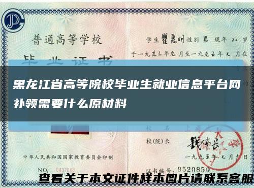 黑龙江省高等院校毕业生就业信息平台网补领需要什么原材料缩略图