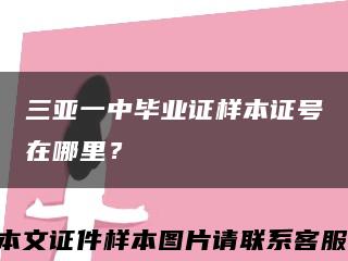 三亚一中毕业证样本证号在哪里？缩略图