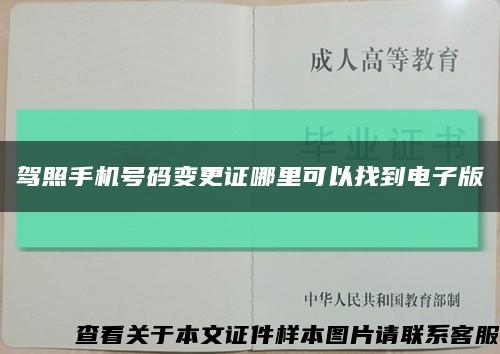 驾照手机号码变更证哪里可以找到电子版缩略图