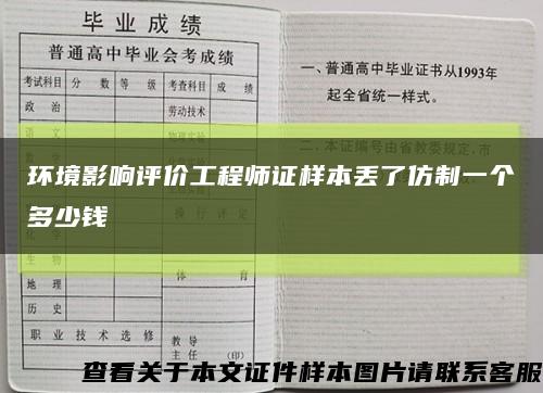 环境影响评价工程师证样本丢了仿制一个多少钱缩略图