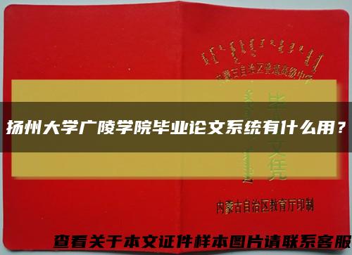 扬州大学广陵学院毕业论文系统有什么用？缩略图