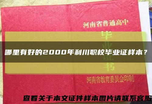 哪里有好的2000年利川职校毕业证样本？缩略图