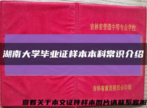 湖南大学毕业证样本本科常识介绍缩略图