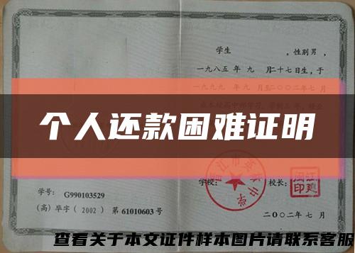 个人还款困难证明缩略图