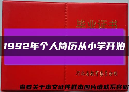 1992年个人简历从小学开始缩略图