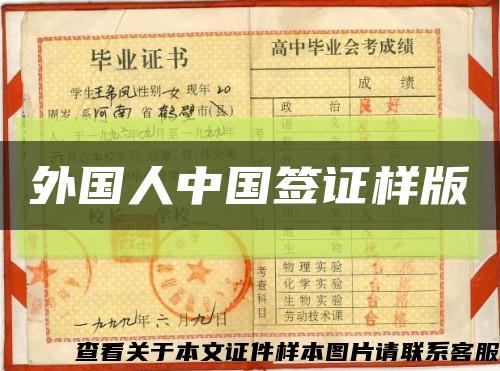 外国人中国签证样版缩略图