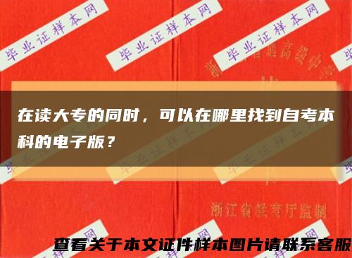 在读大专的同时，可以在哪里找到自考本科的电子版？缩略图