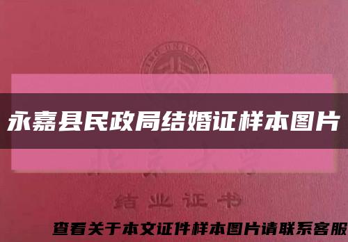 永嘉县民政局结婚证样本图片缩略图