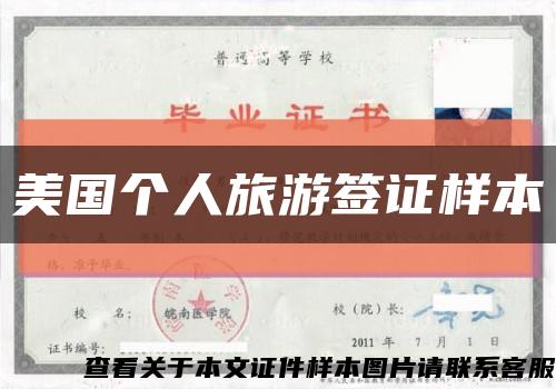 美国个人旅游签证样本缩略图