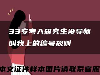 33岁考入研究生没导师叫我上的编号规则缩略图